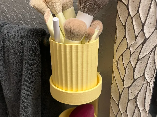 Makeup Brush Cup Wall Mount with Sponge Tray