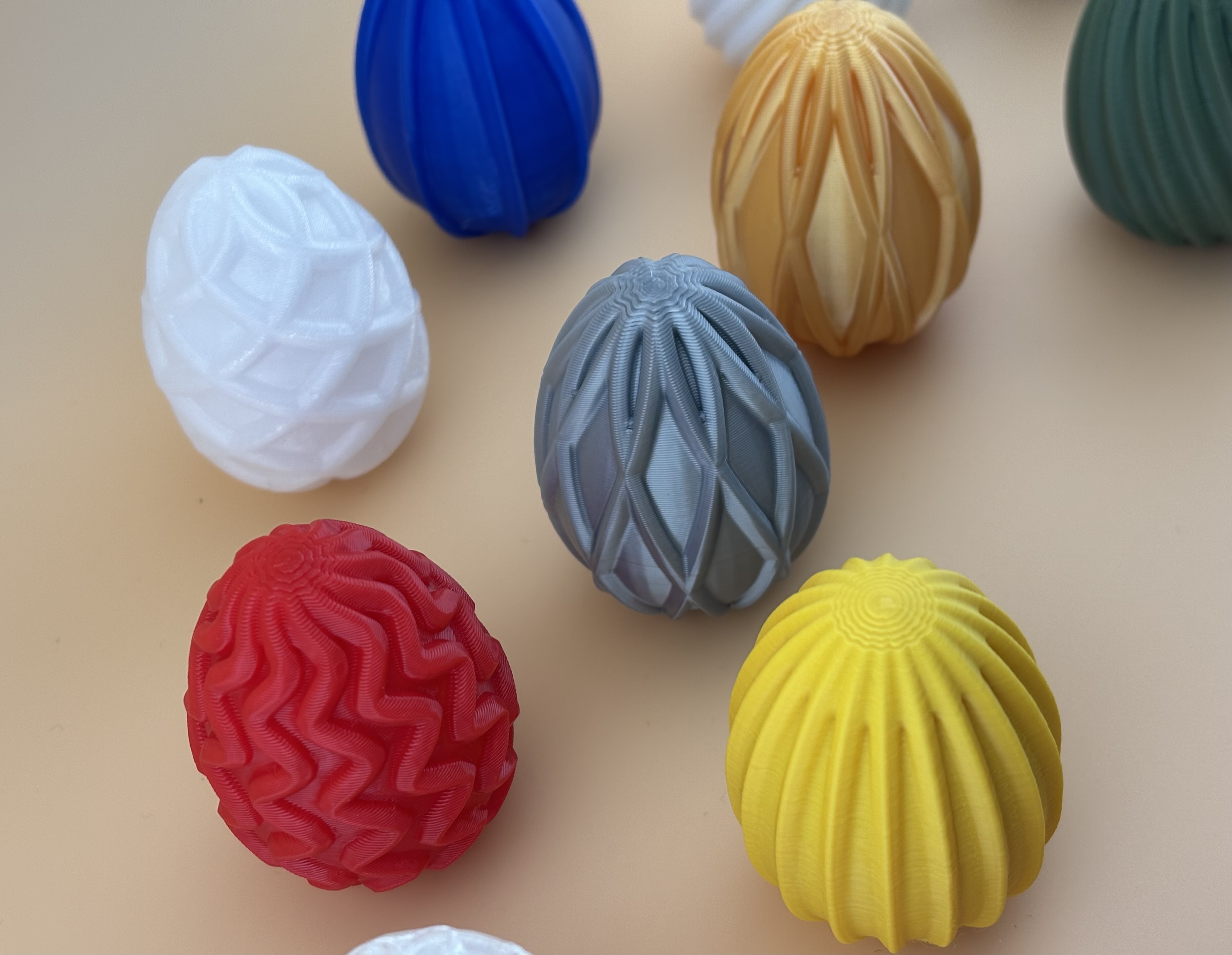 Geometric Easter Eggs Set - Multi Pattern Surfaces Spiral Wavy Lattice Ripple — thumbnail 6