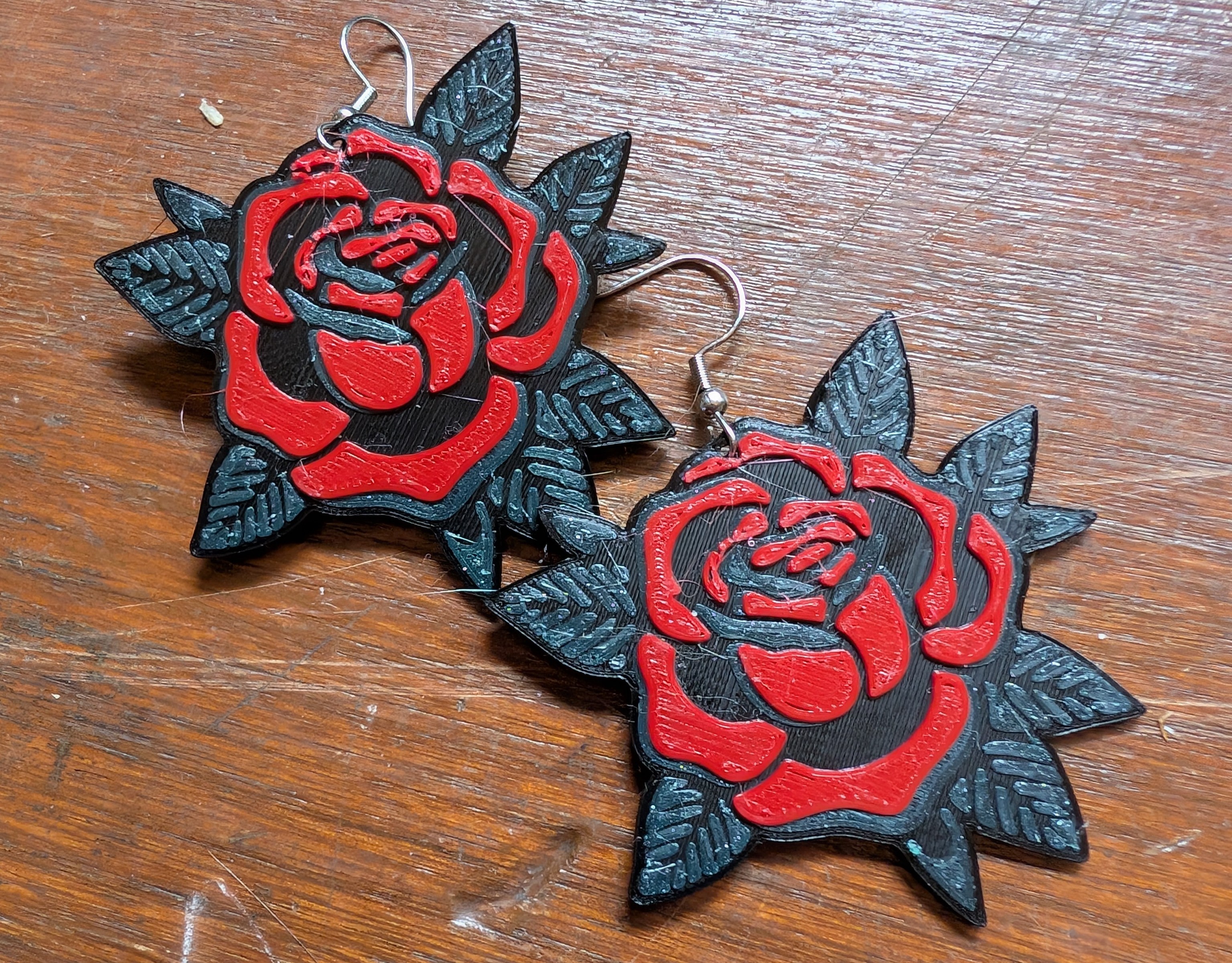 Tattooed Fairy Tale Earrings - Rose Tattoo Jewelry - An easy filament swap rose tattoo jewelry set
