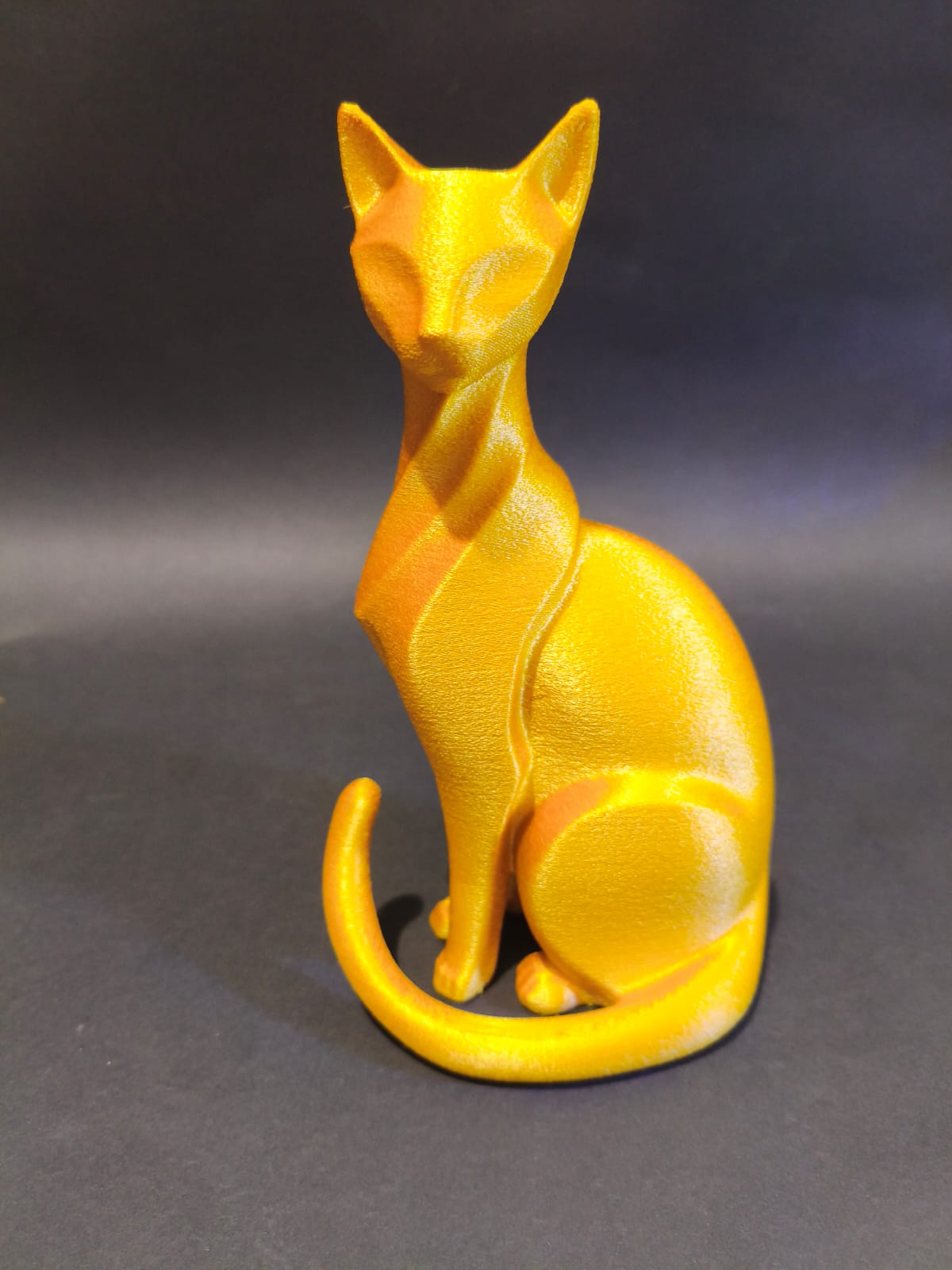 Elegant Golden 3D Printed Cat Statue
