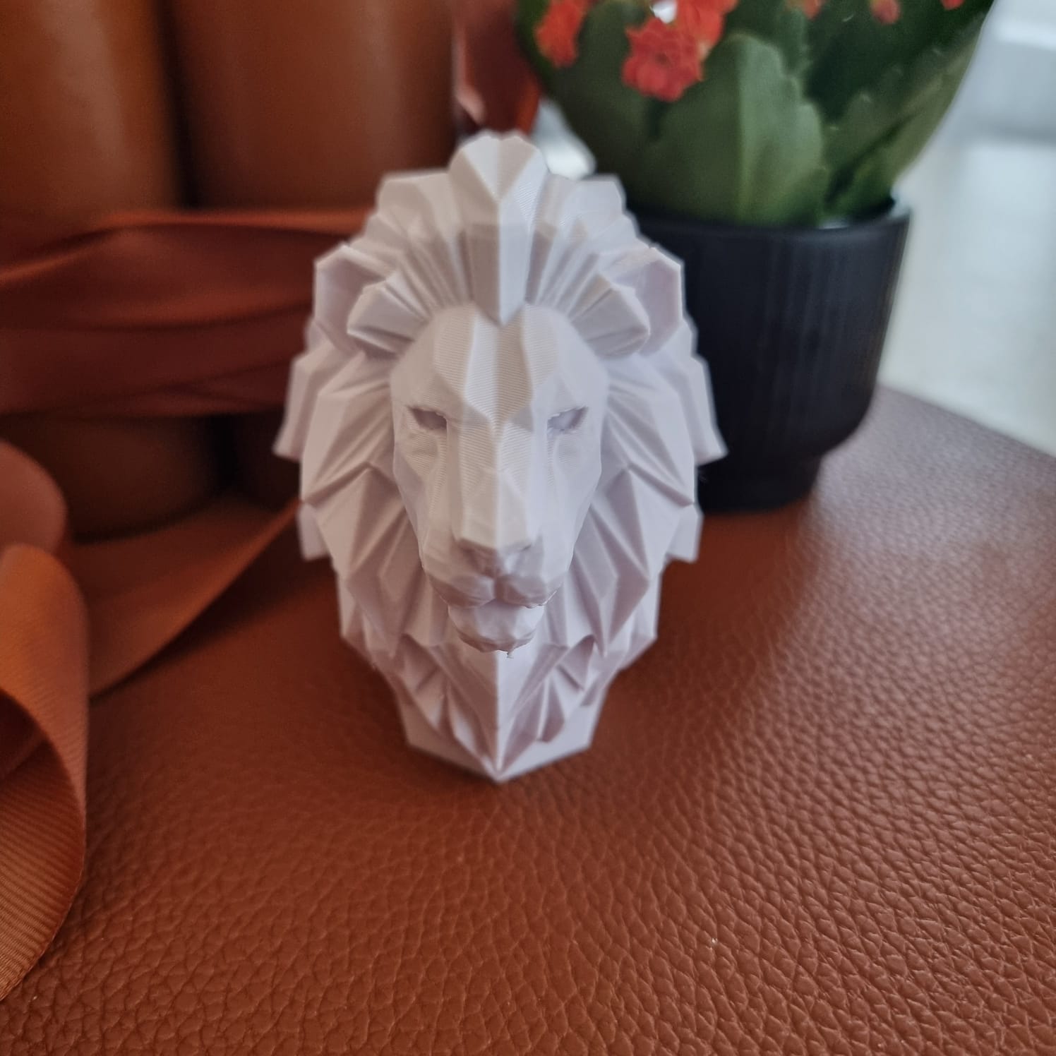 Geometric Lion Head Sculpture