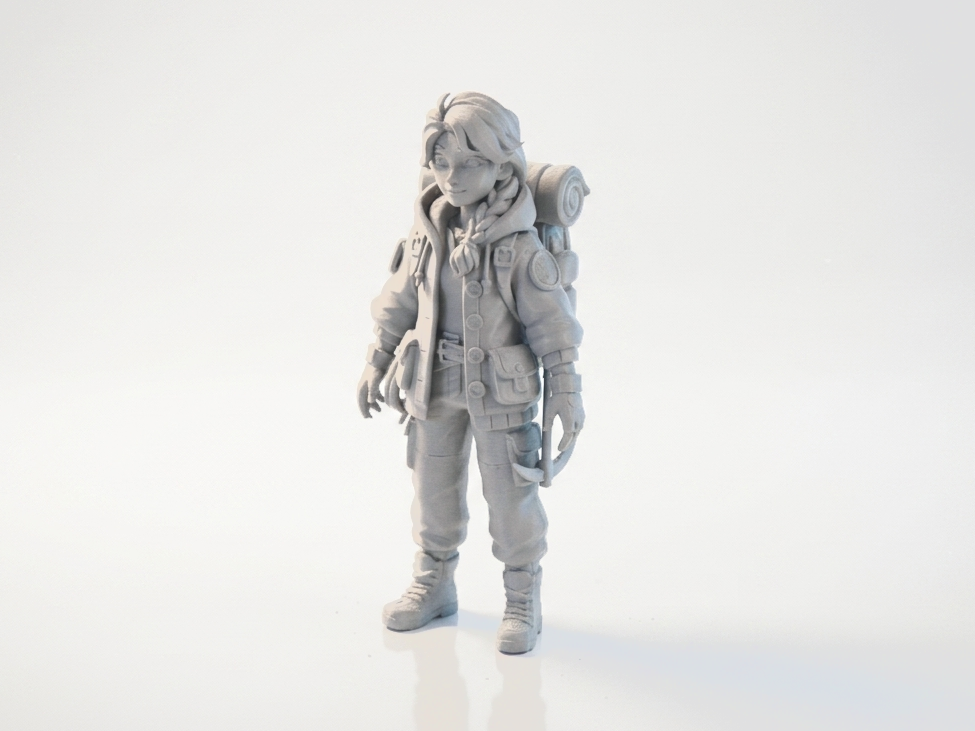 Backpack Lady Explorer Female Figurine 3D Printable