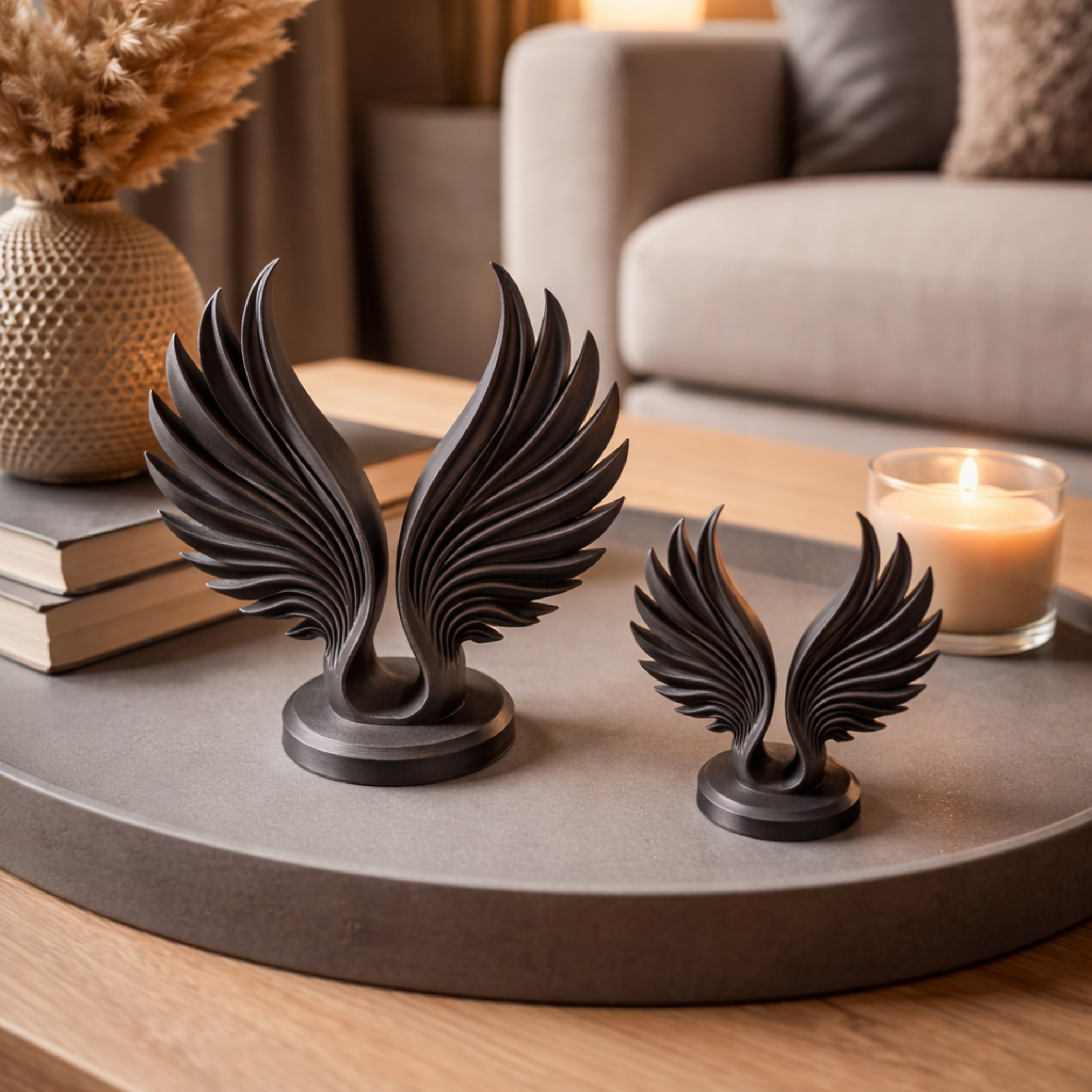 ABSTRACT DOUBLE WINGS SCULPTURE – MODERN HOMEDECOR / GOTHIC / HOMEDECOR / MINIMAL — miniatura 2