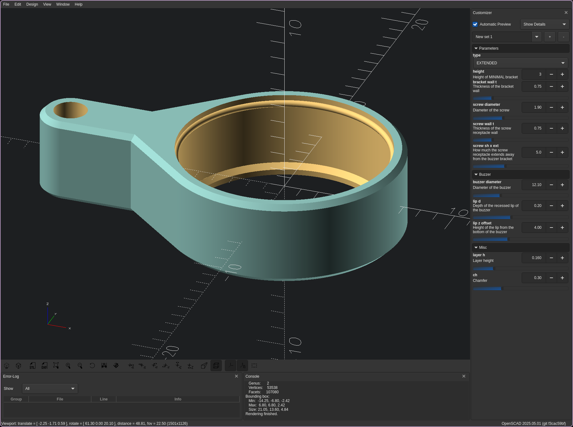 Parametric Whoop Buzzer Mount [OpenSCAD] — miniatura 5