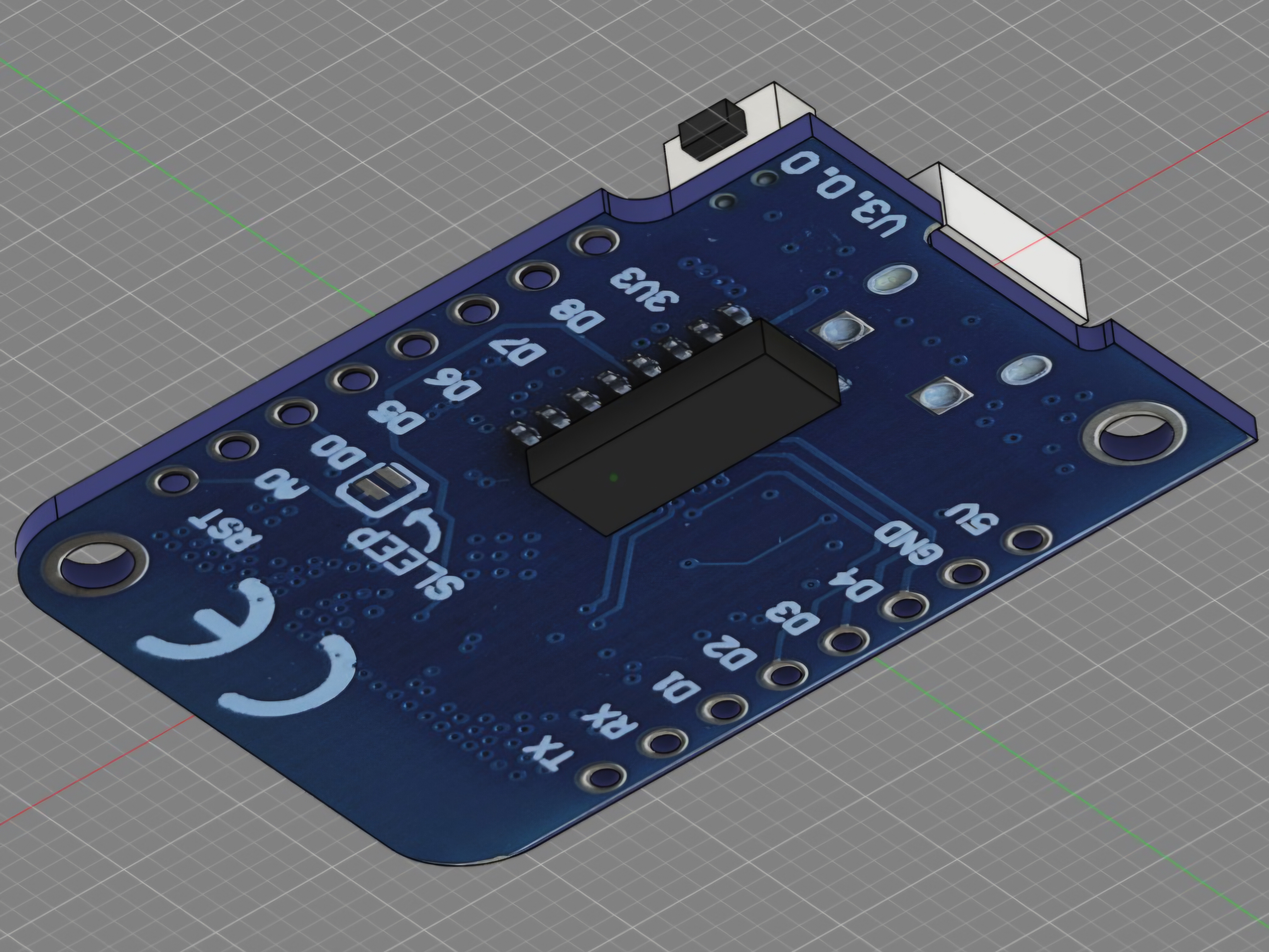 ESP8266 D1Mini V3 Microcontroller 3D CAD Model (F3D / STEP / STL) — miniatura 2