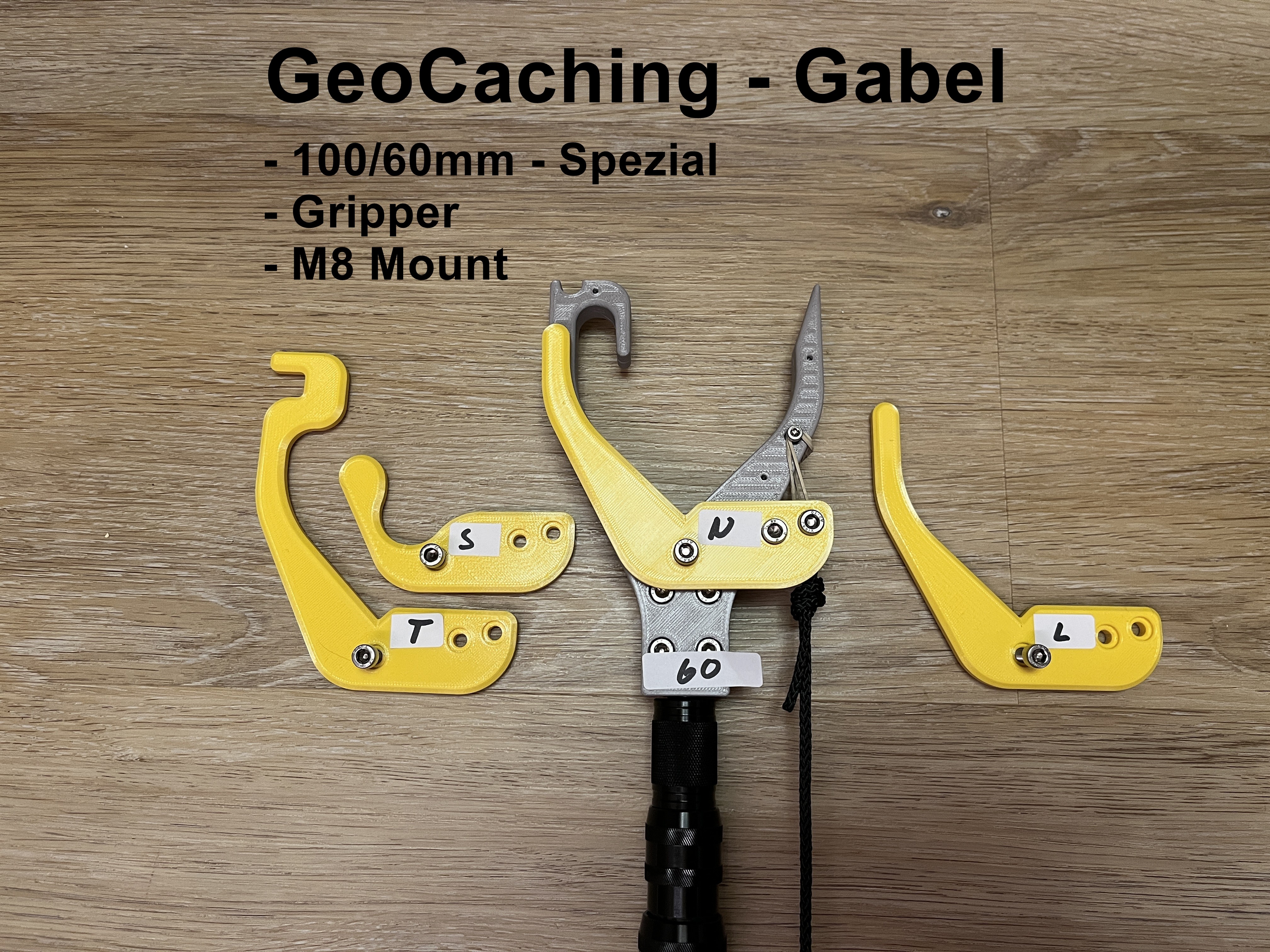 GeoCaching:   Gabel 60mm   -   M8-Mount   -   für Gripper