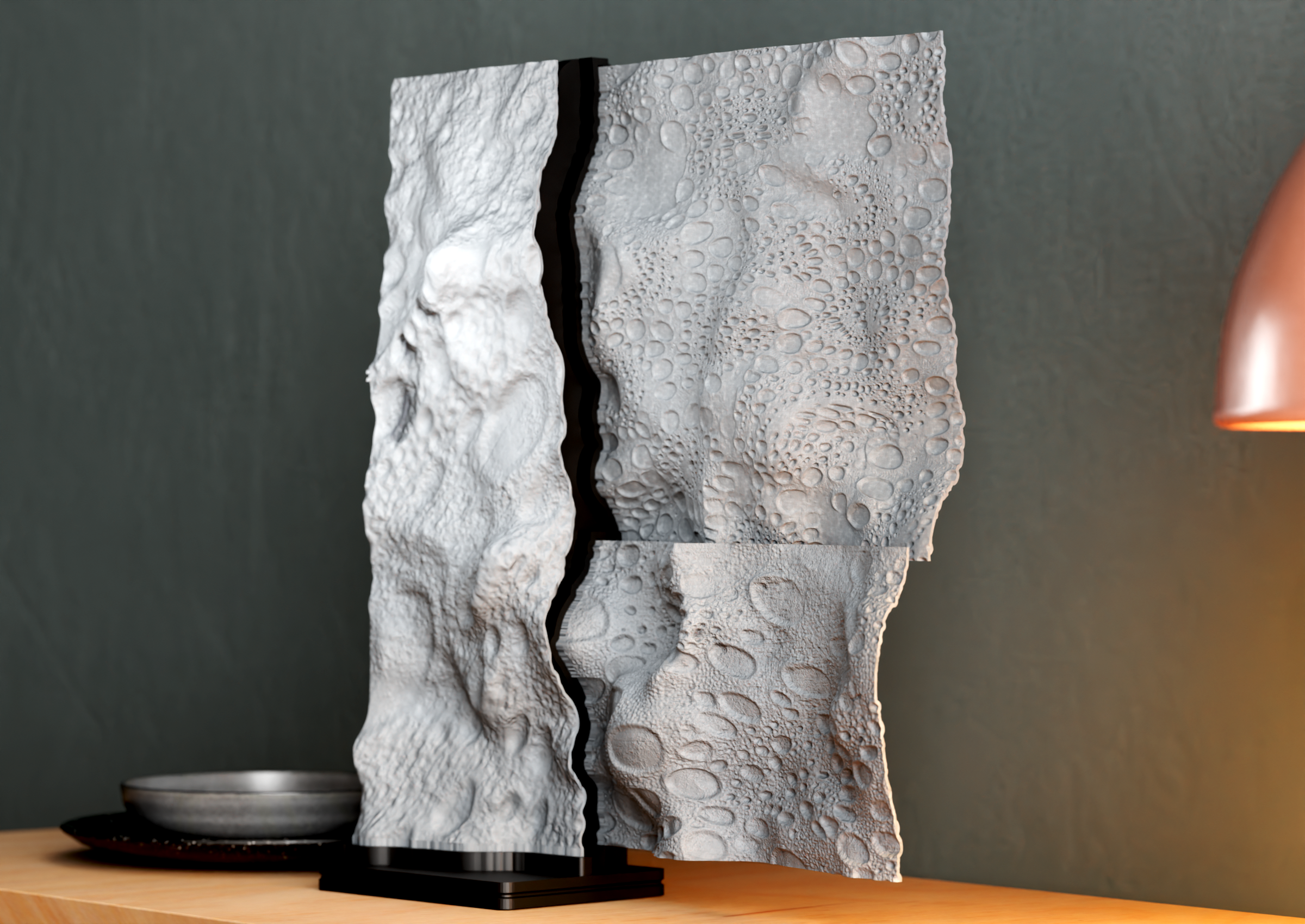 SCULPTURE WITH 3 TEXTURED PANELS
