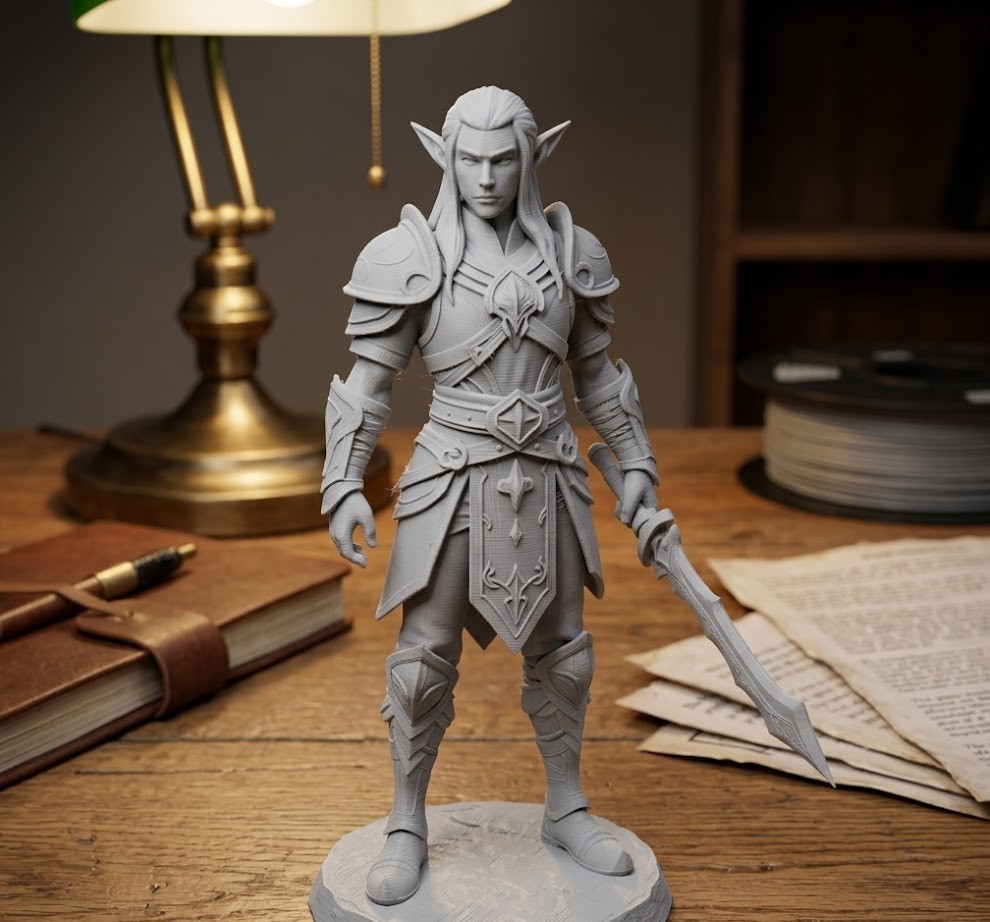 elf warrior with serrated sword 3D model by gabi123
