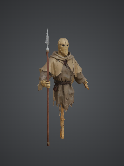 Haunted Scarecrow Guard with Spear