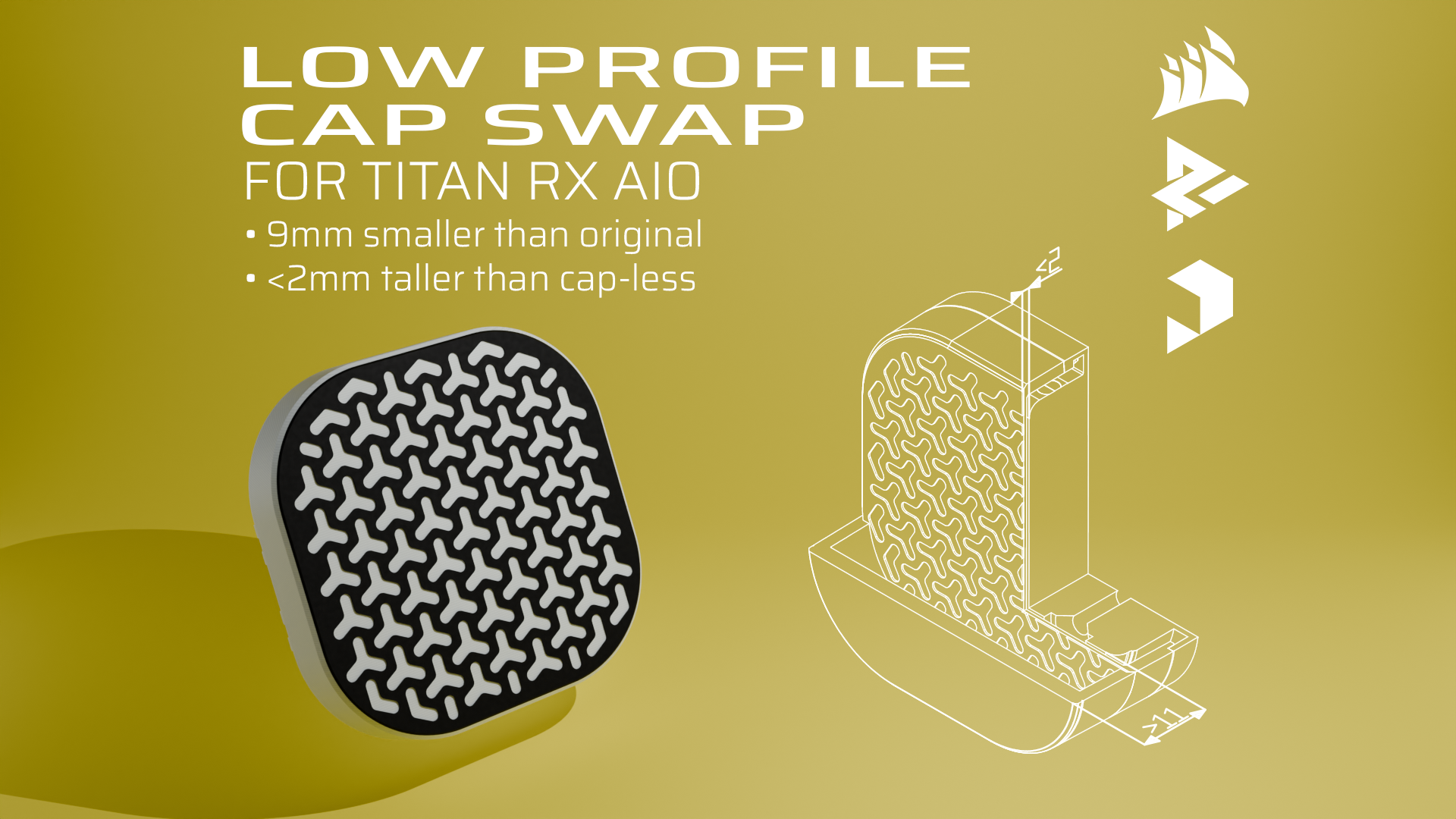 Low-Profile Cap Swap for Corsair TITAN RX AIO – SFF Friendly