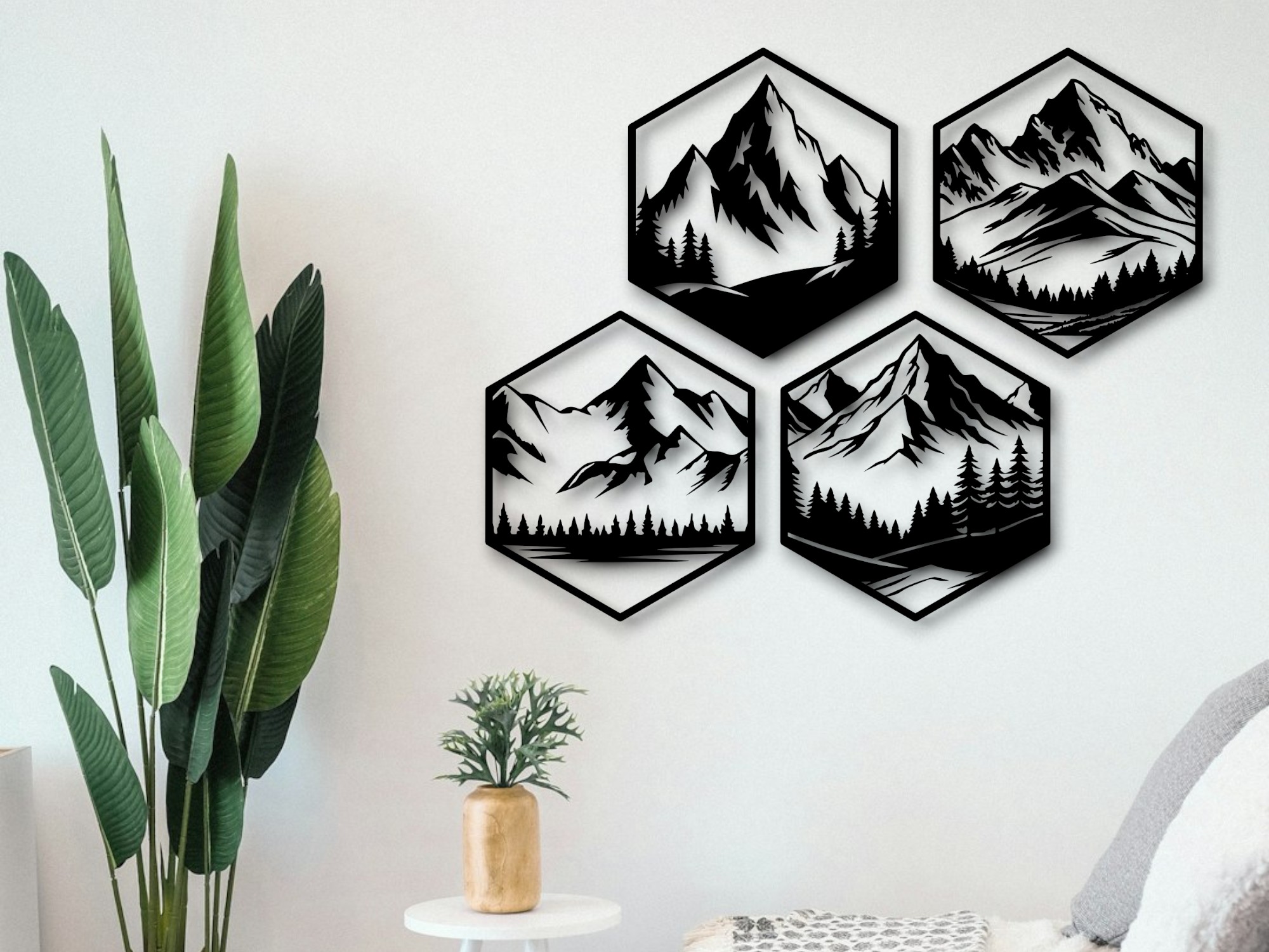 Hexagon Mountains Wall Art