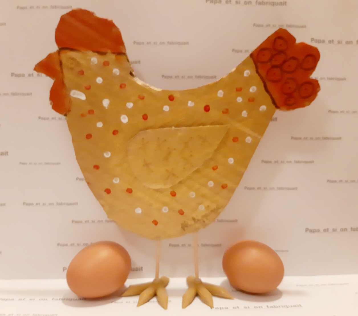 Pâques / Easter / Pascua -> Poule en carton et 3D / Cardboard and 3D Chicken / Gallina en carton y 3D