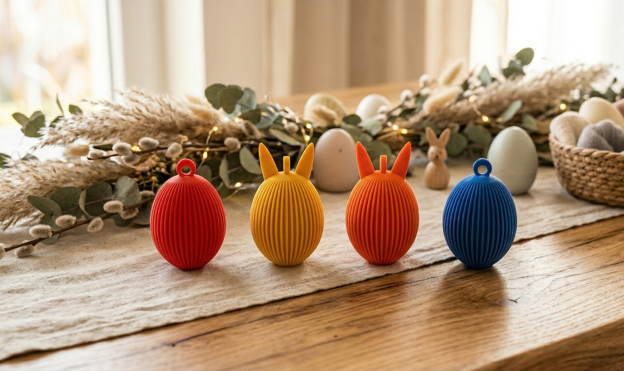 Easter Egg Bunny Ornaments – Boho Spring Decor Set