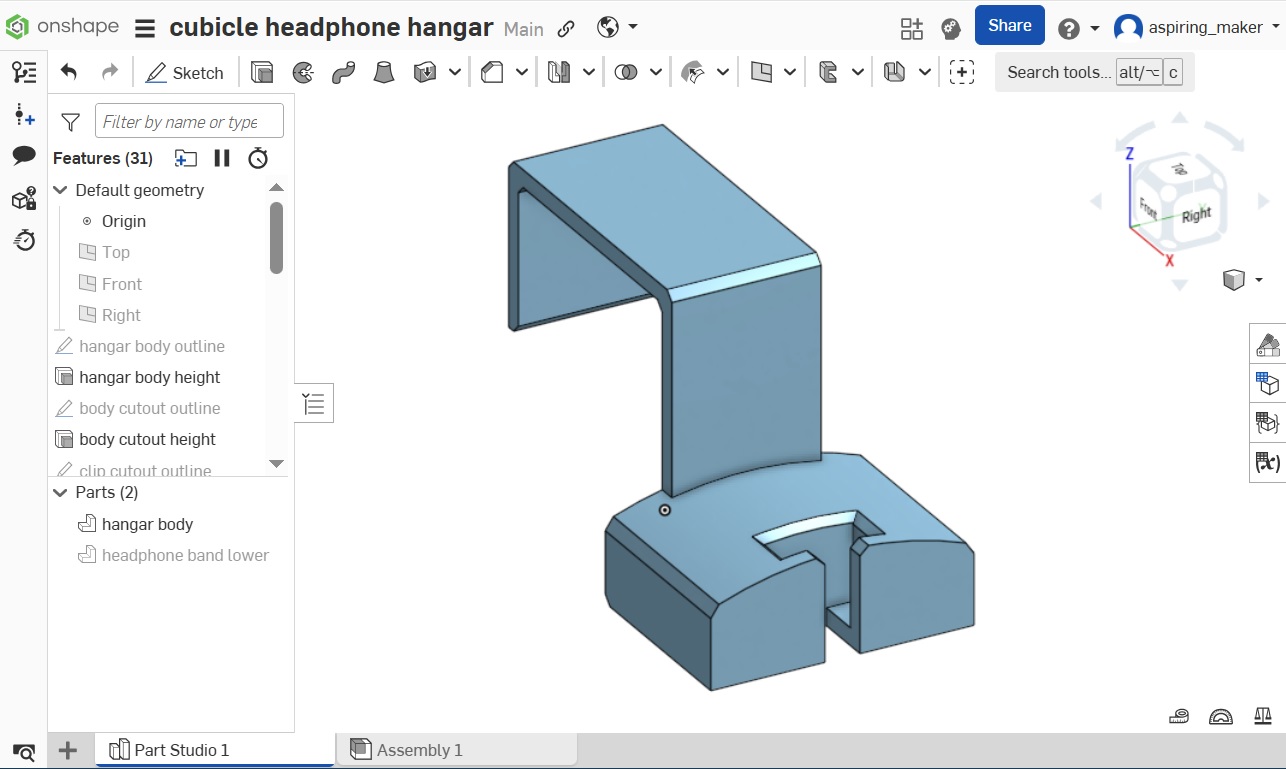 60mm cubicle headphone hangar with USB holster