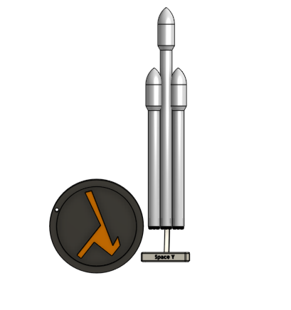 Space Y Heavy rocket with Stand and a Lamba keeyring