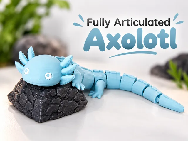 Flexi Axolotl, cute articulated print in place Animal