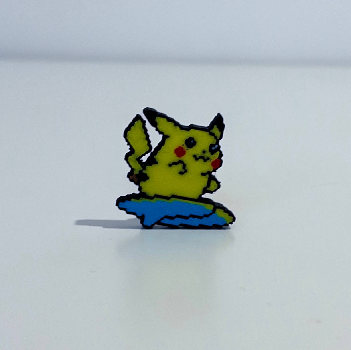 Pikachu Surf Pixel Pin / Magnet – Free 3MF