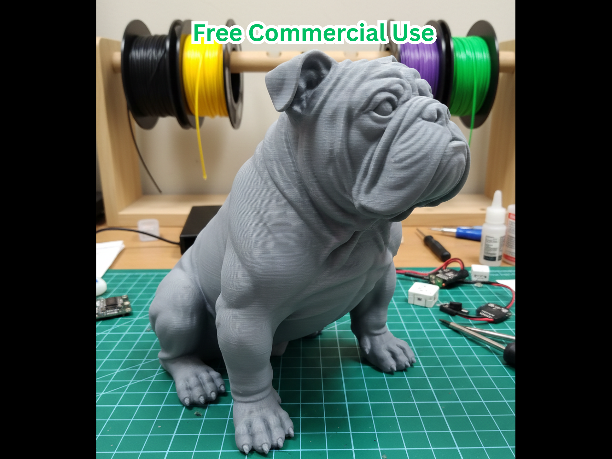 Realistic Bulldog Sitting Dog Statue
