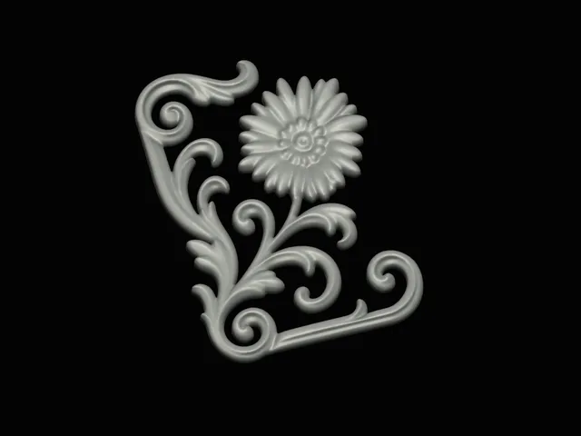 relief corner flower symbol model