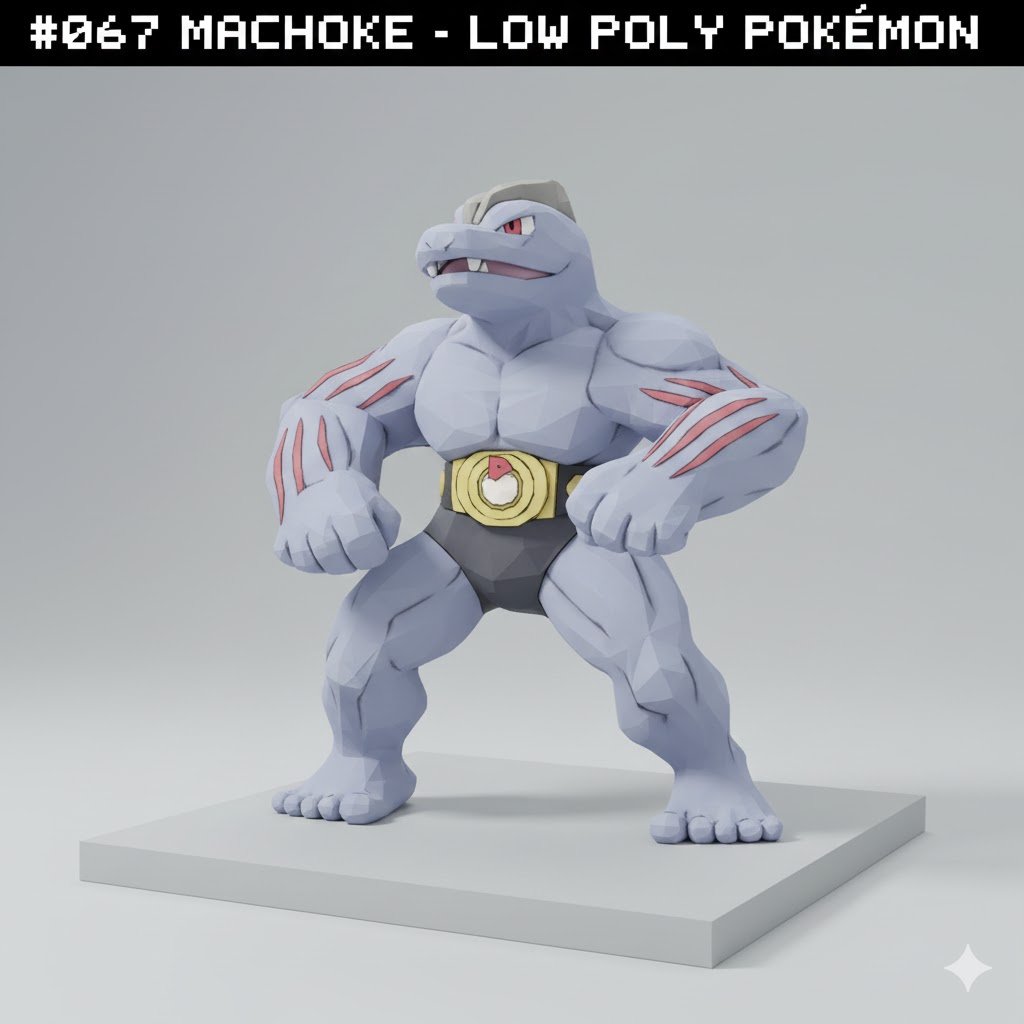 #067 Machoke – Low Poly Pokémon