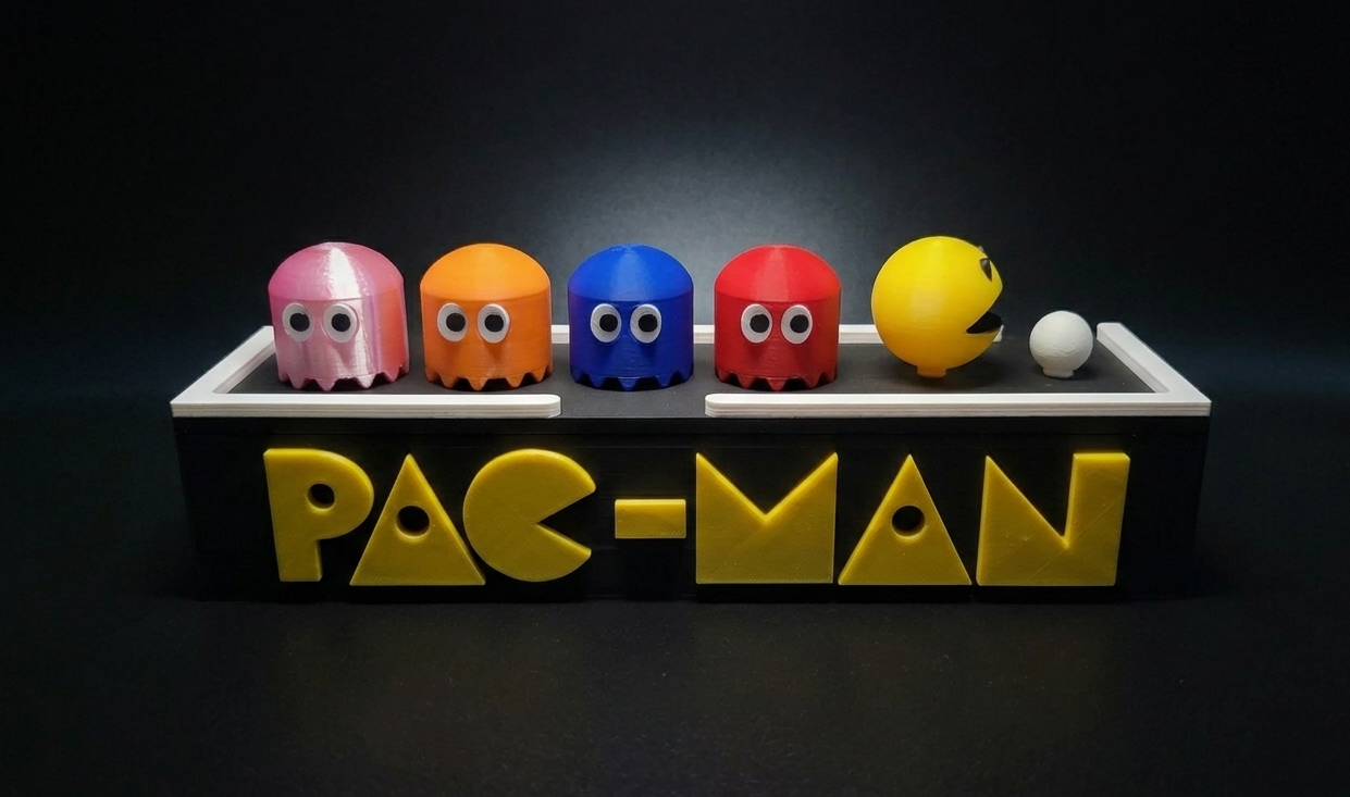 Retro Pac-Man Display – Multi-Color Print Without AMS/MMU – Desk Decor 3D model