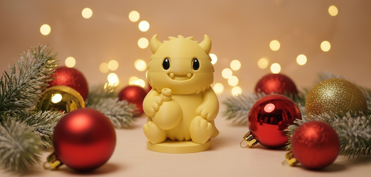 Furry Monster with Gift Sack Holiday Figurine