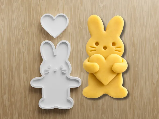 Bunny Holding Heart Cookie Cutter STL Set | Cute Rabbit Fondant Cutter | 3D Printable
