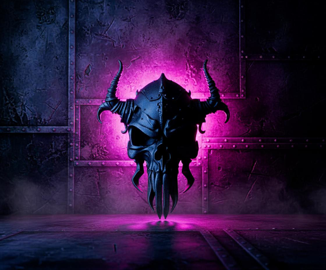Gothic Armored Skull – Demonic Horn Fantasy Decor