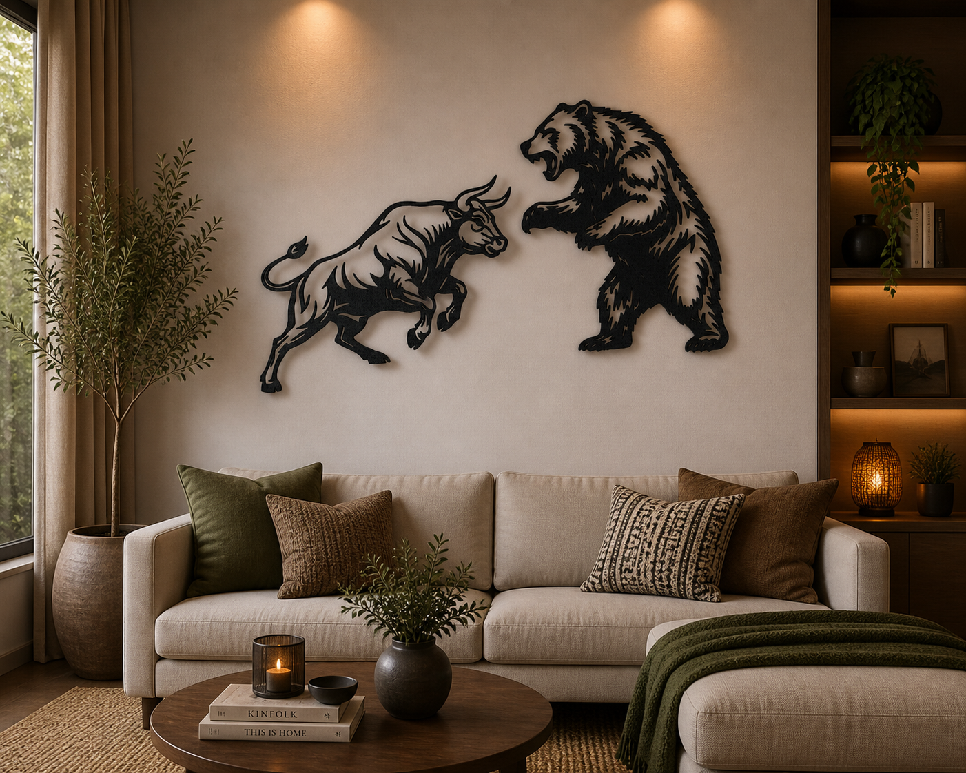 Bull vs Bear 2D Wall Art