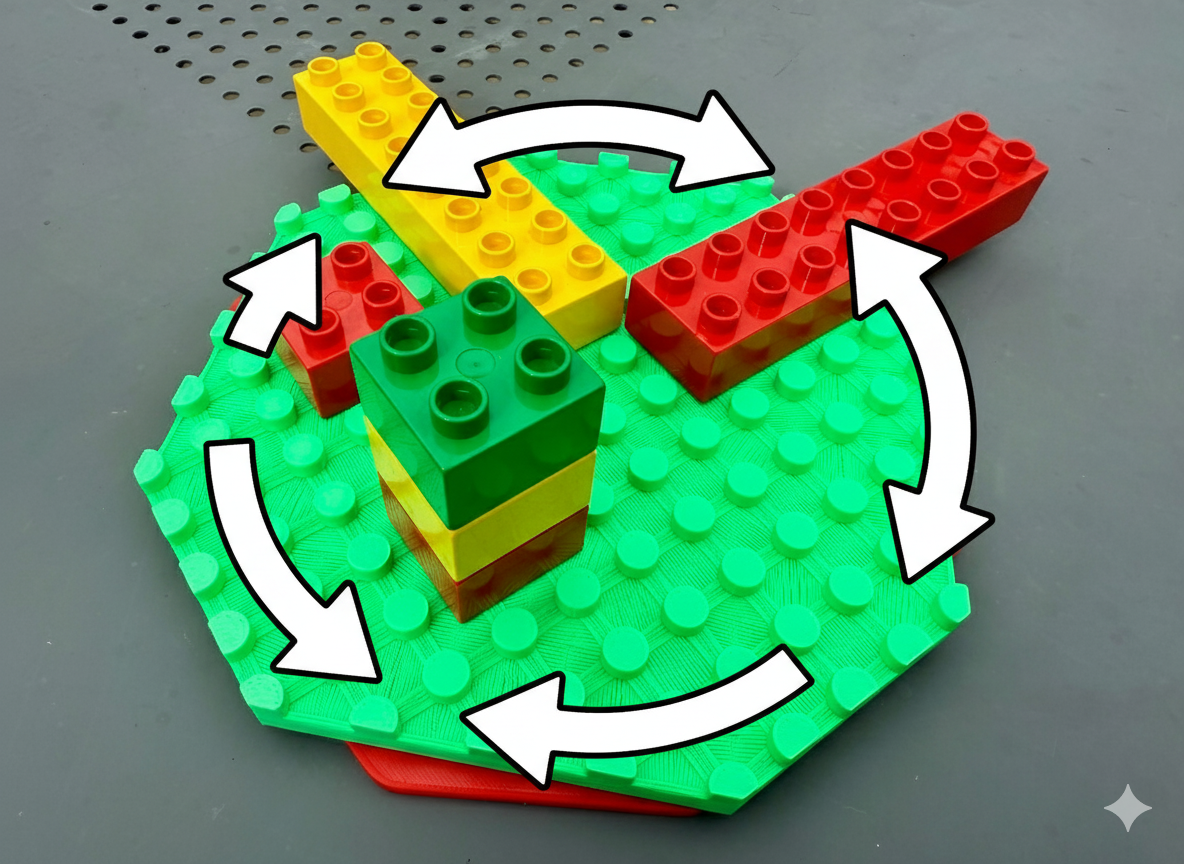 Hexagonal Lazy Susan with LEGO DUPLO-Compatible Top Plate