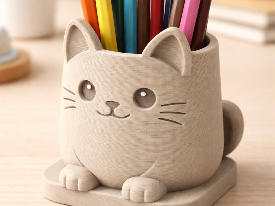 Cute Cat Pencil Holder | Adorable Desk Organizer