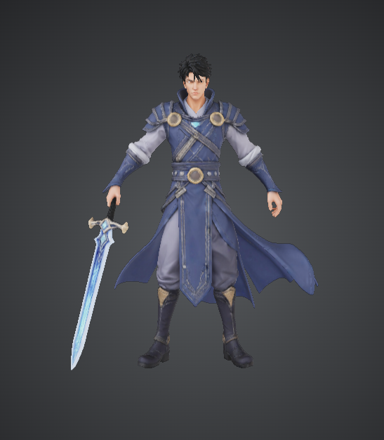 Arcane Swordsman Hero – Blue Robed Fantasy Warrior with Glowing Blade