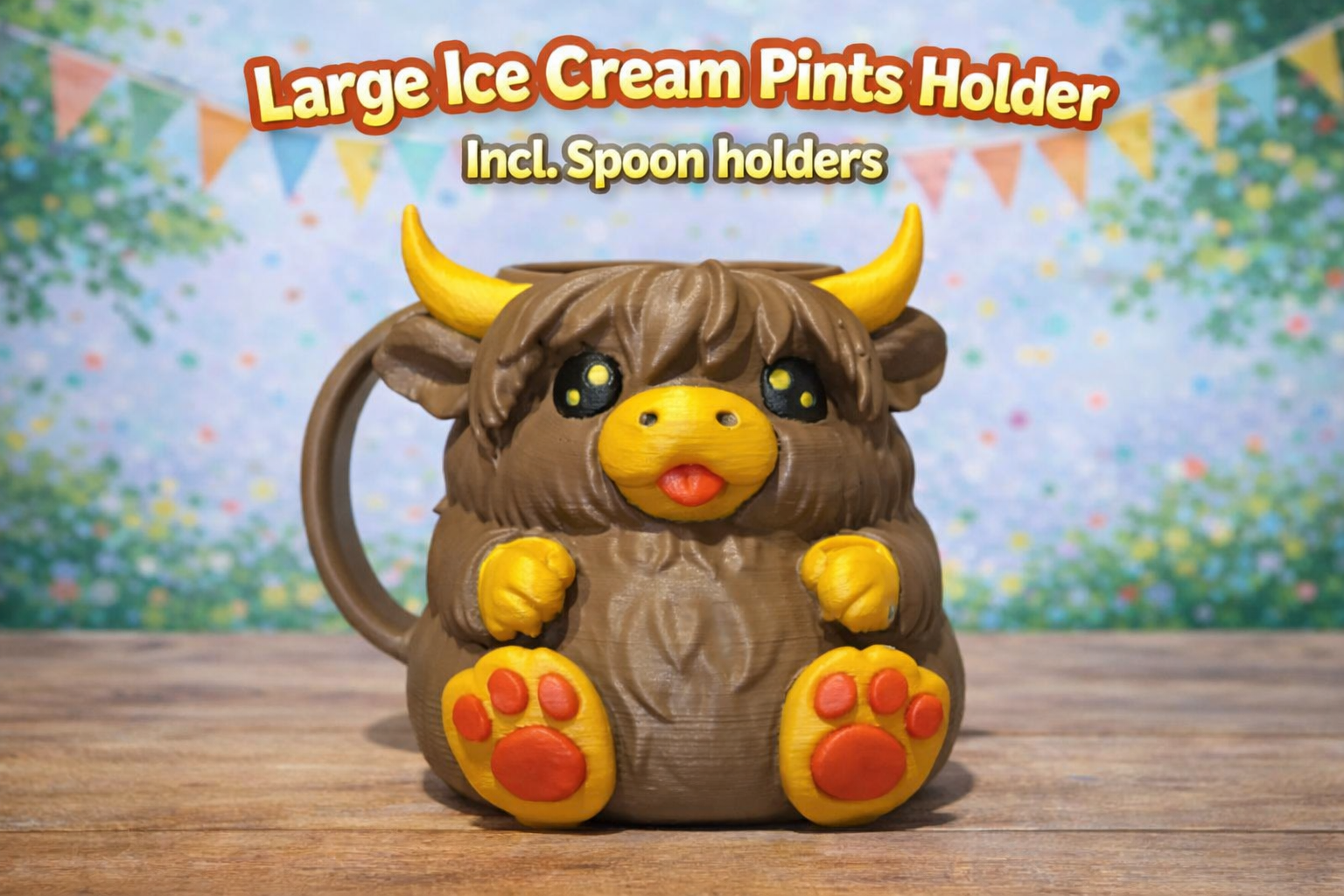 Chubby Highland Cow Ice Cream Pints Holder