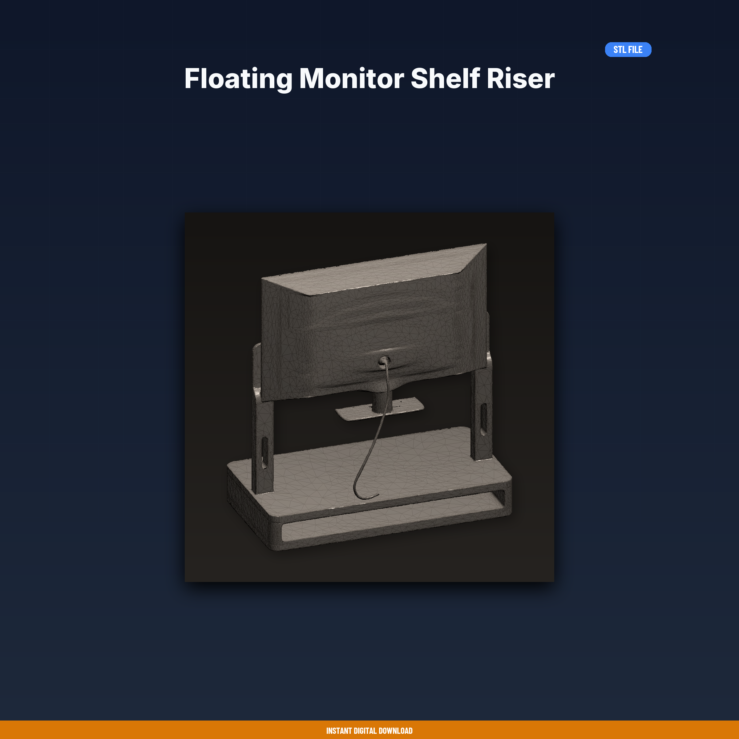 Floating Monitor Shelf Riser - 3D Printable STL File