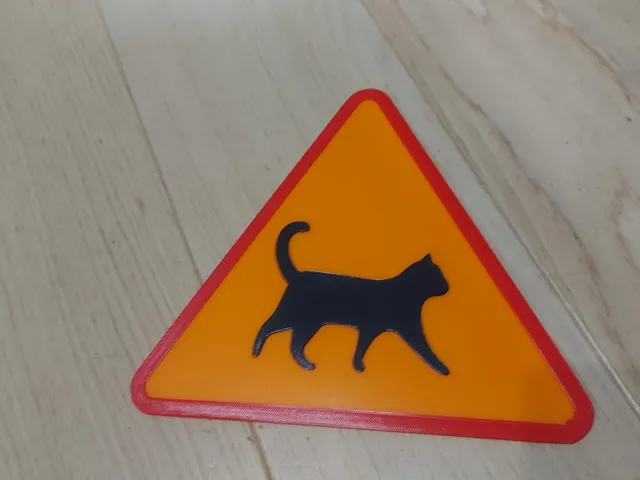 Road Sign: Caution Cats! (Tri-color / No MMU)