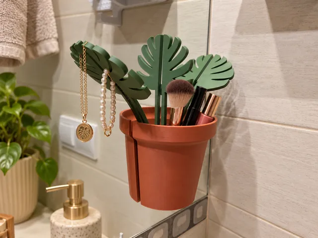 Monstera Mirror Organizer – Jewelry & Makeup Holder