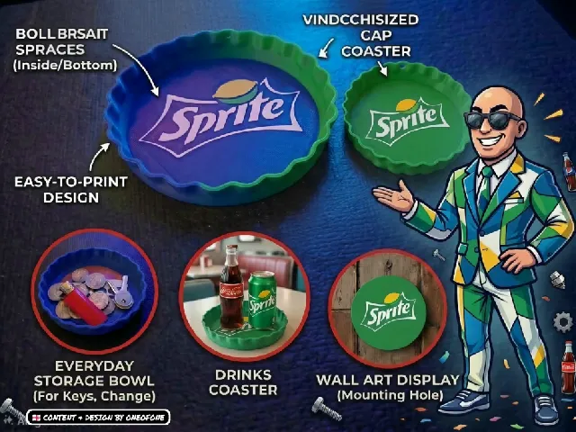 Sprite Retro Bottlecap Coaster, Storage & Wall Art