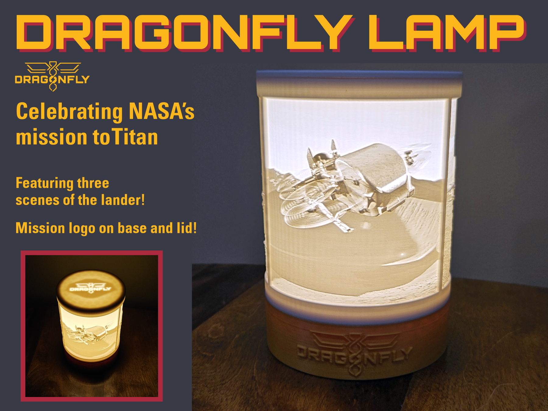 Dragonfly Lamp - Celebrating NASA's Mission to Titan