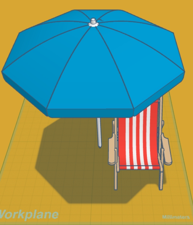 Beach chair under umbrella