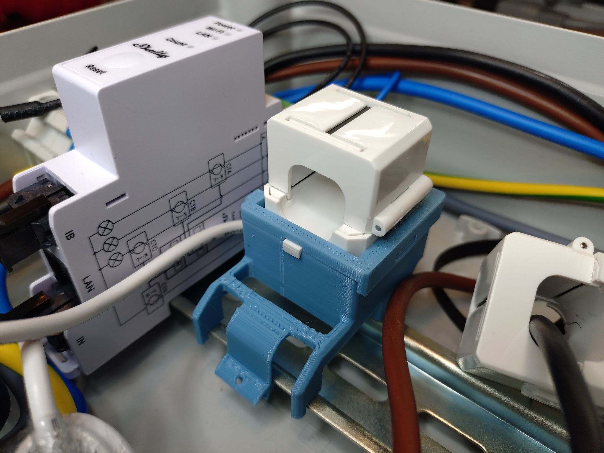 DIN rail mount for Shelly CT120A current clamp