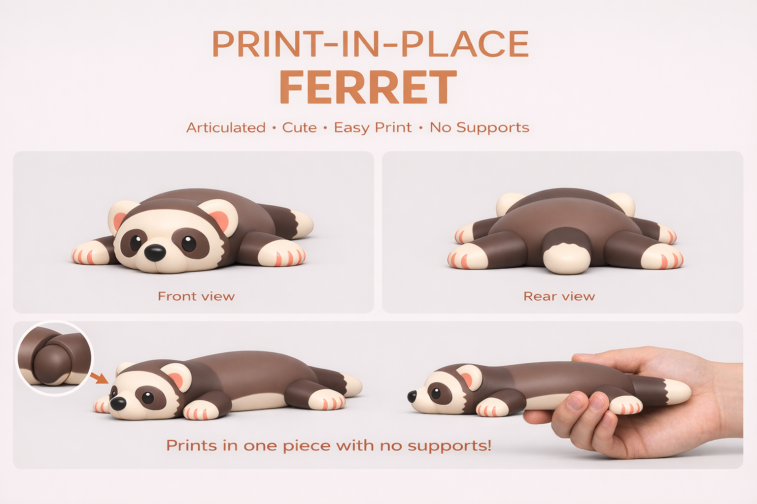 Cute Little flexible Ferret Keychain