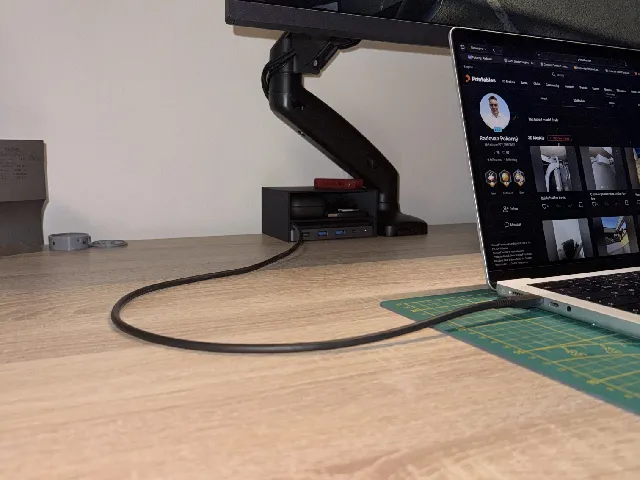 Small cabinet on your desk, also hides my cables and dock