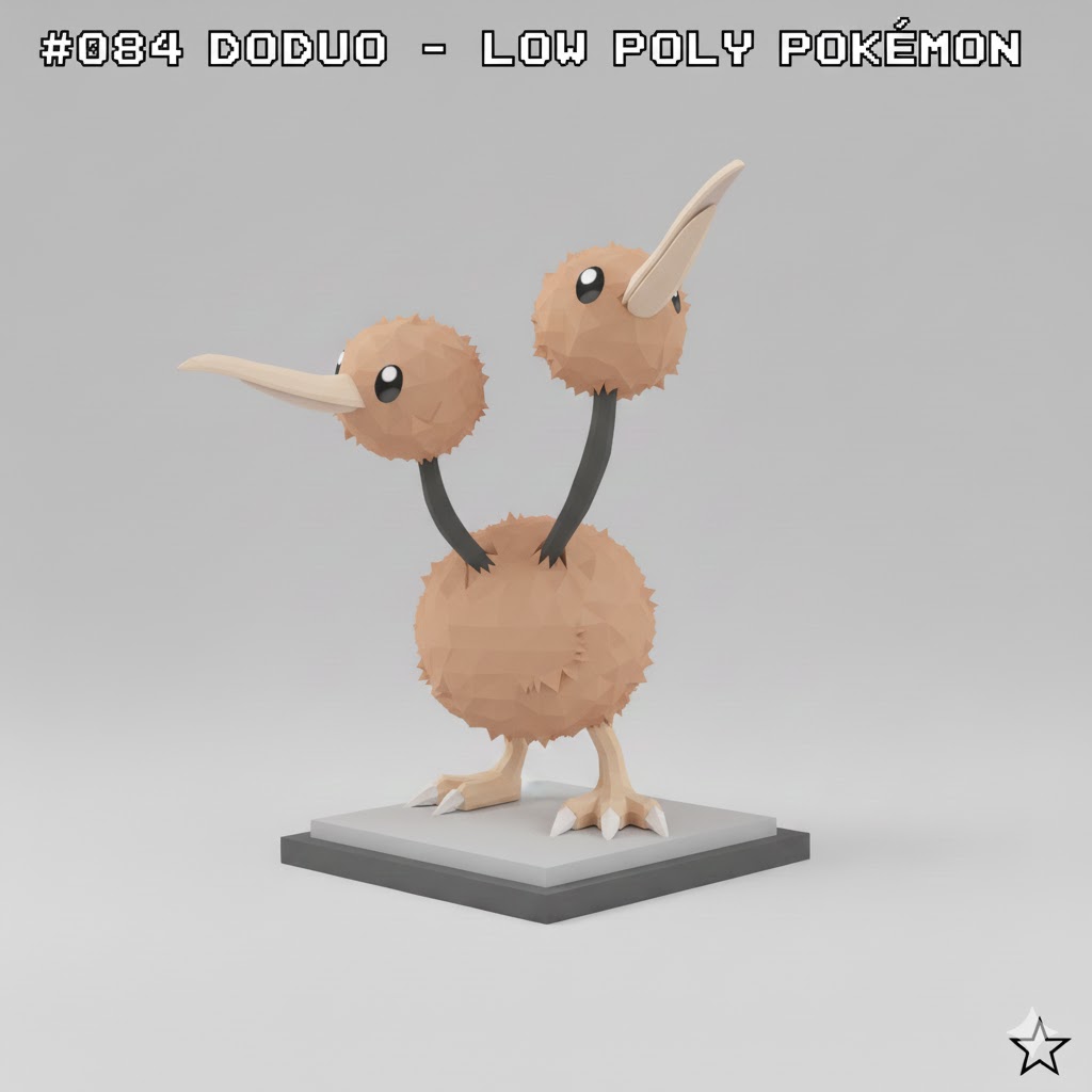 #084 Doduo – Low Poly Pokémon