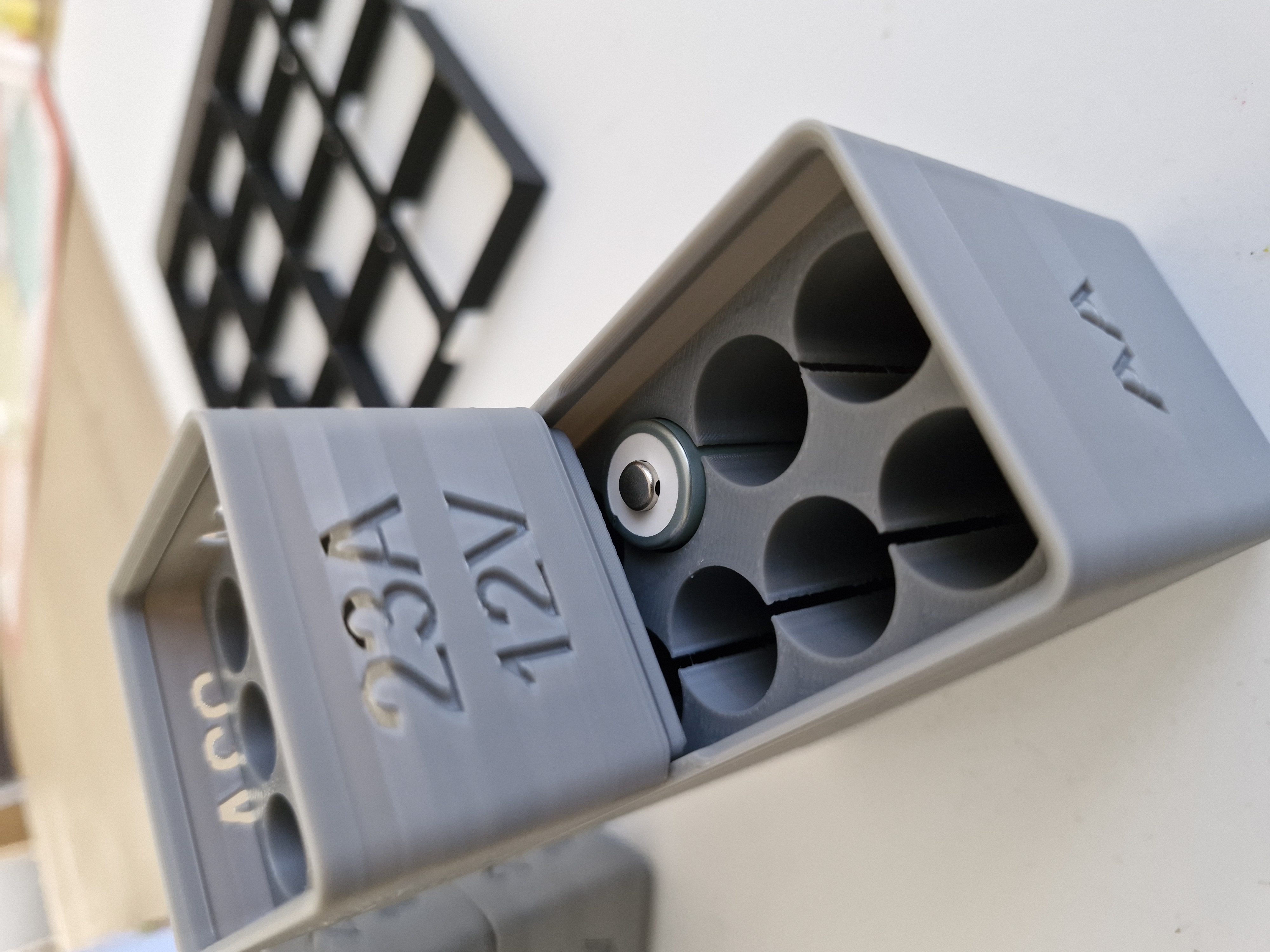 Gridfinity stackable batterystorage (A23 12V)