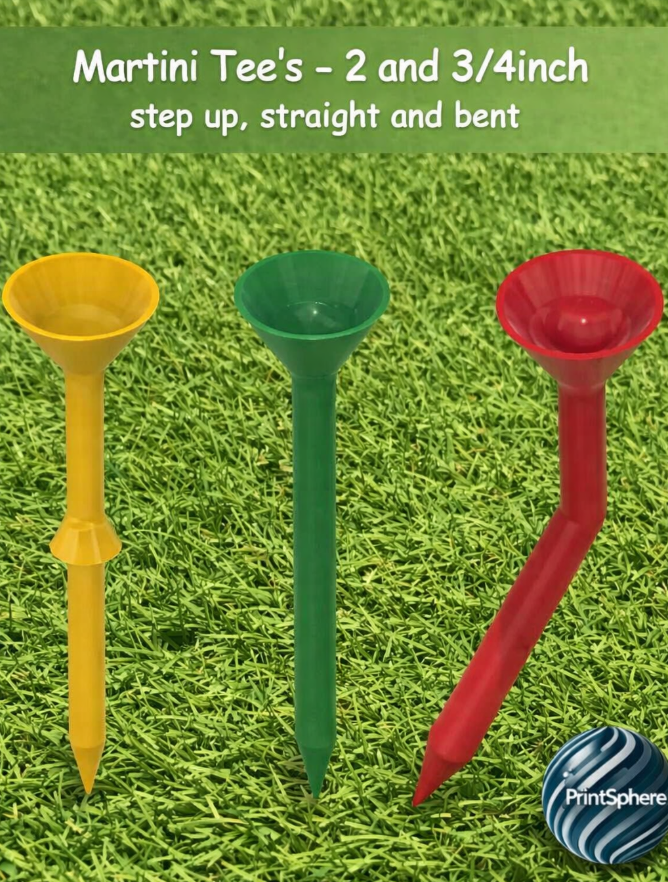 Golf - Golf Tee - Martini Tees - 2 inch Regular & 3 1/4 inch Regular, Step Up & Bent