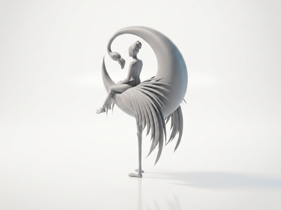 Lady With Heron Elegant Figure 3D Printable