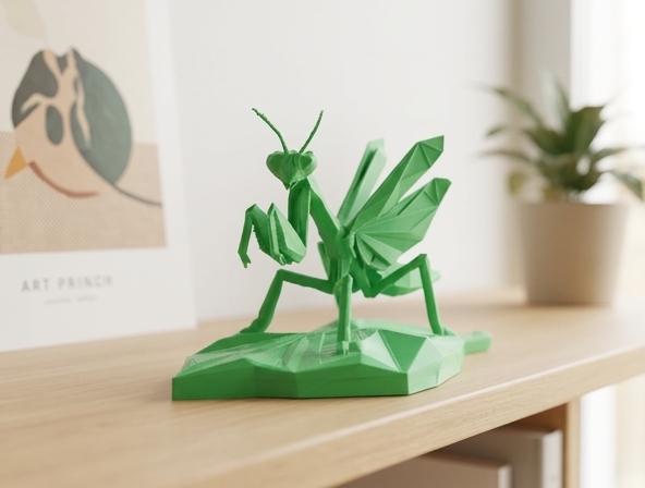 Low-Poly Praying Mantis Sculpture