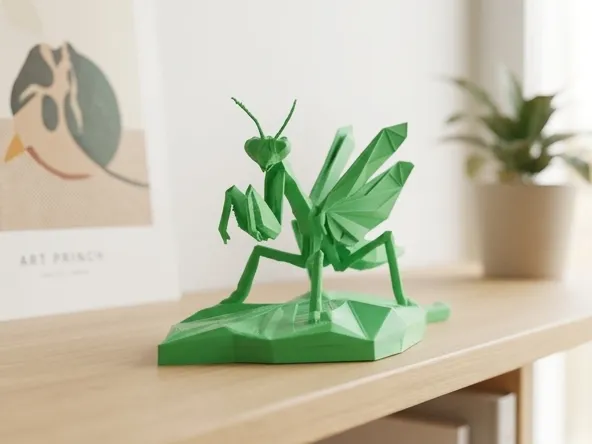 Low-Poly Praying Mantis Sculpture