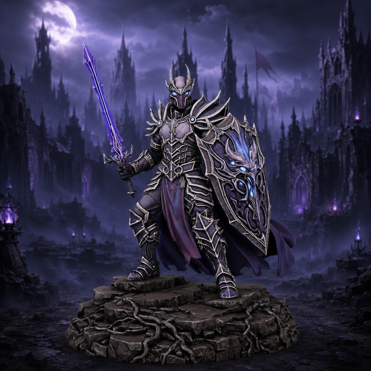 Vhorlath Realms – Dark Elf – Nightveil Aegis (Dark Fantasy 3D Printable Miniature STL)