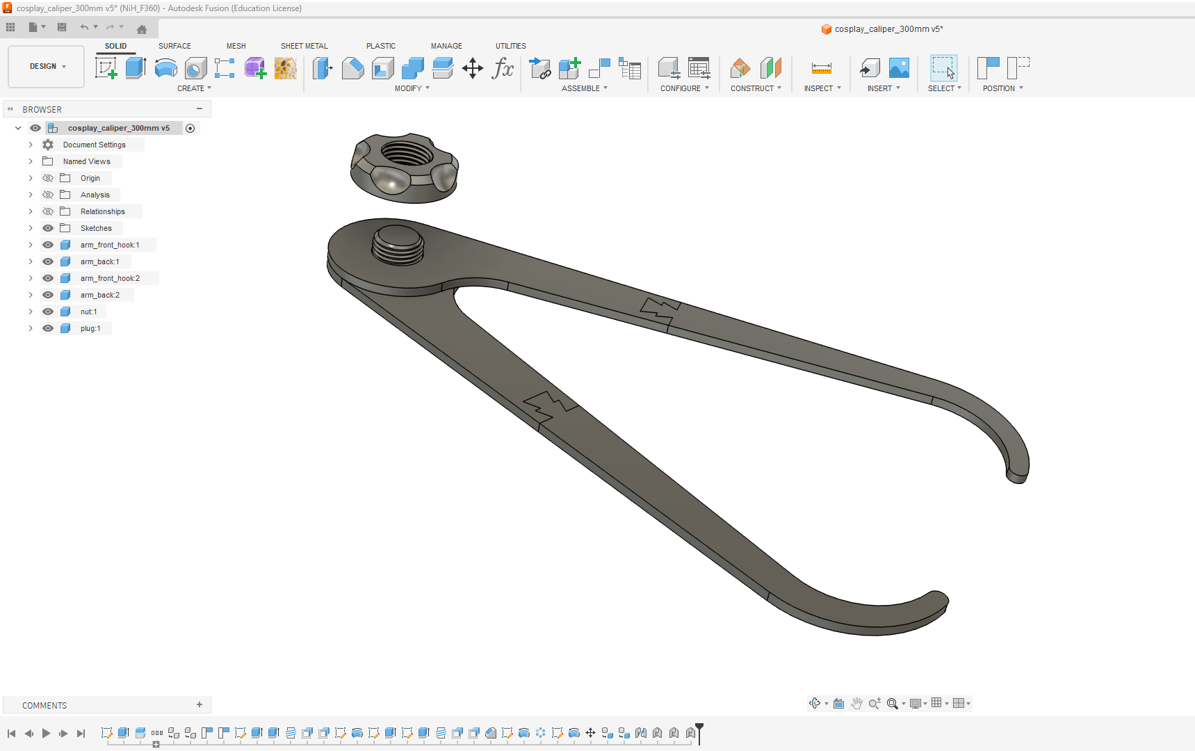 Large cosplay calipers for smaller printers